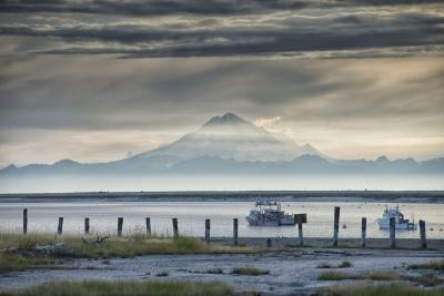 Fishing boats with Mt. Redoubt in background
