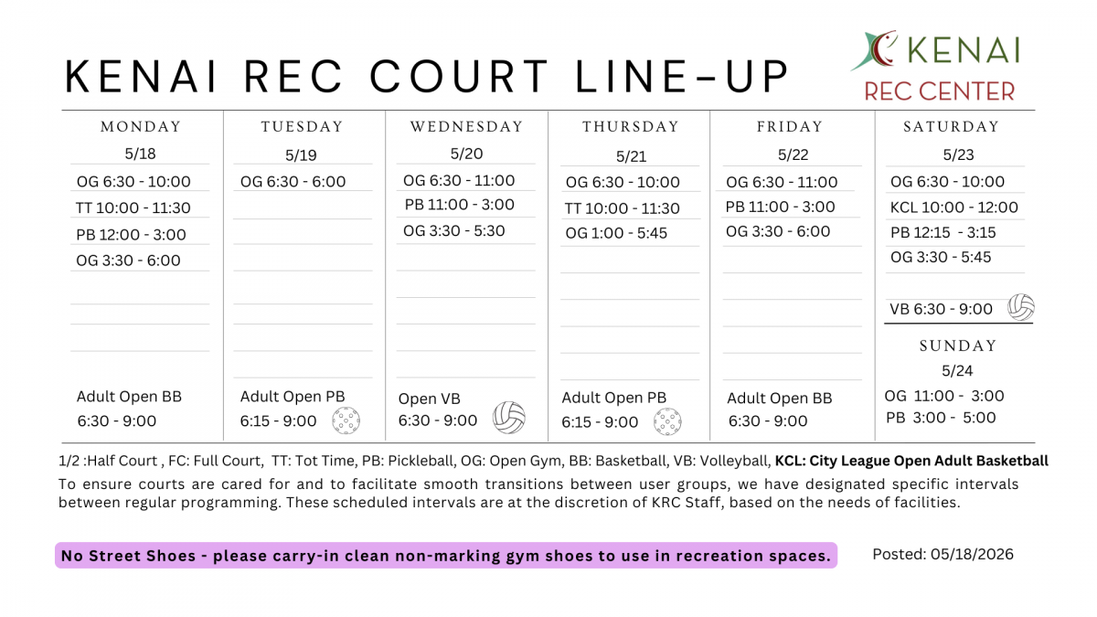 Kenai Rec Center Gym Schedule