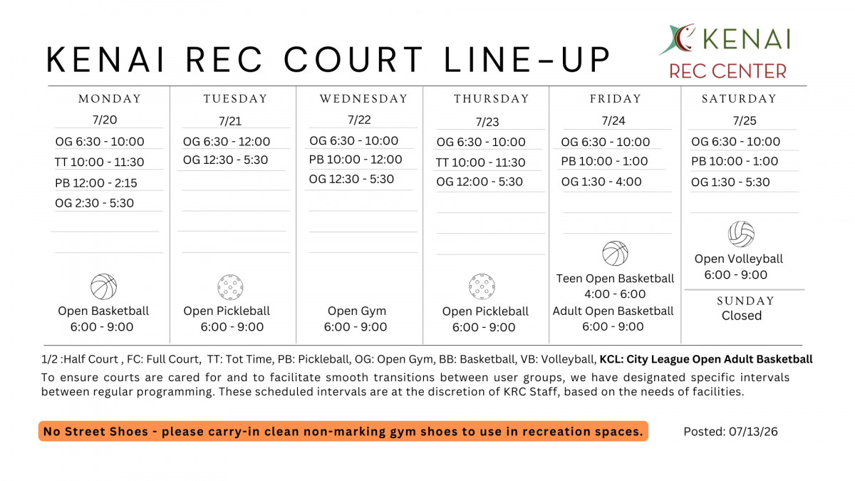 Kenai Rec Center Gym Schedule
