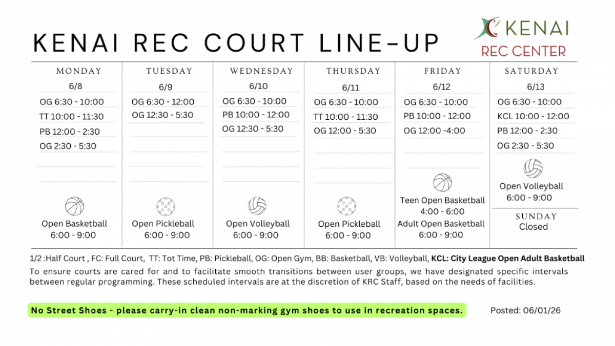 Kenai Rec Center Gym Schedule
