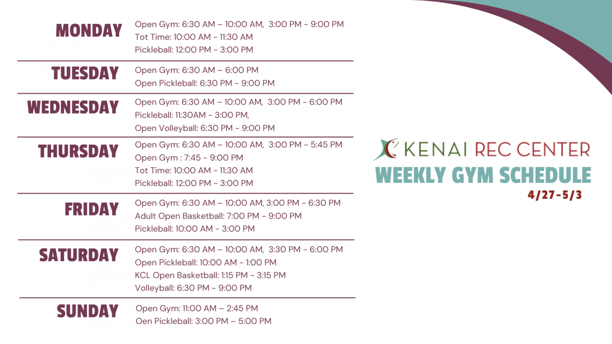 Kenai Rec Center Gym Schedule 