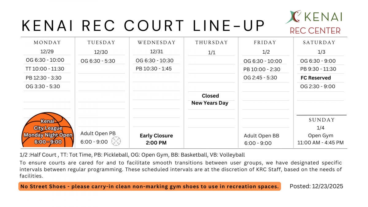 Kenai Recreation Center Gym Schedule 