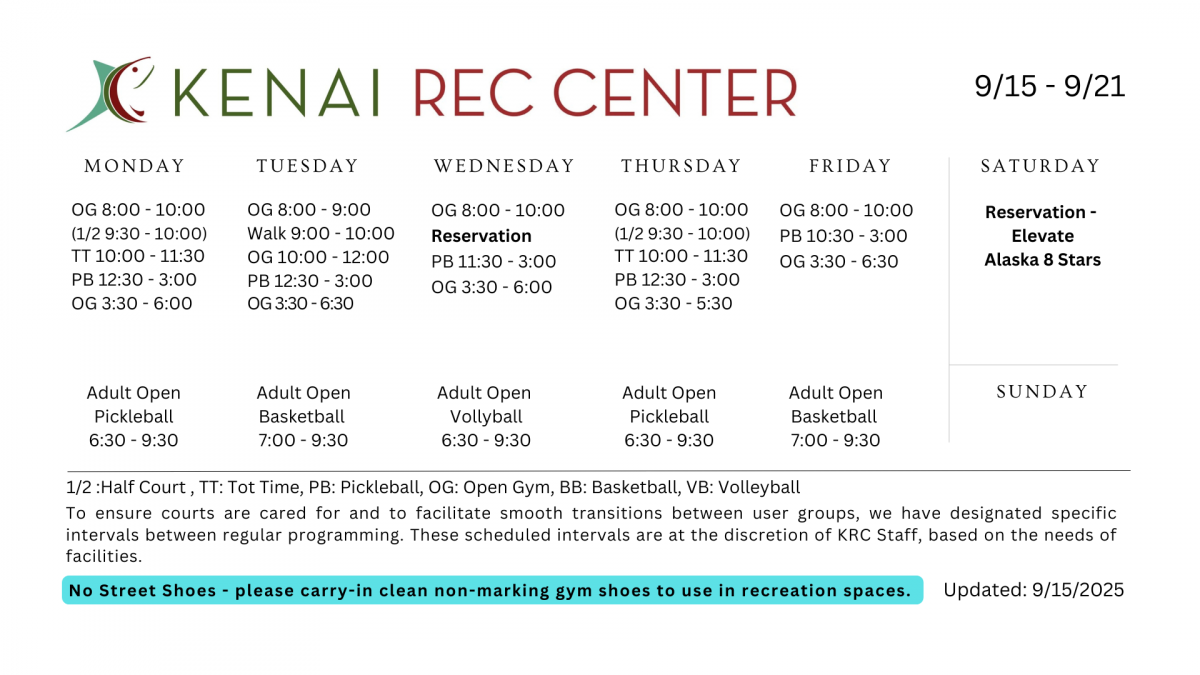 Kenai Recreation Center Gym Schedule 